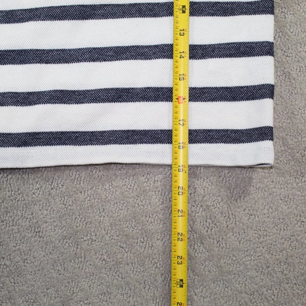 Banana Republic Size Large Woven Knit Blue and Cream Striped Crop Shirt - Picture 6 of 6